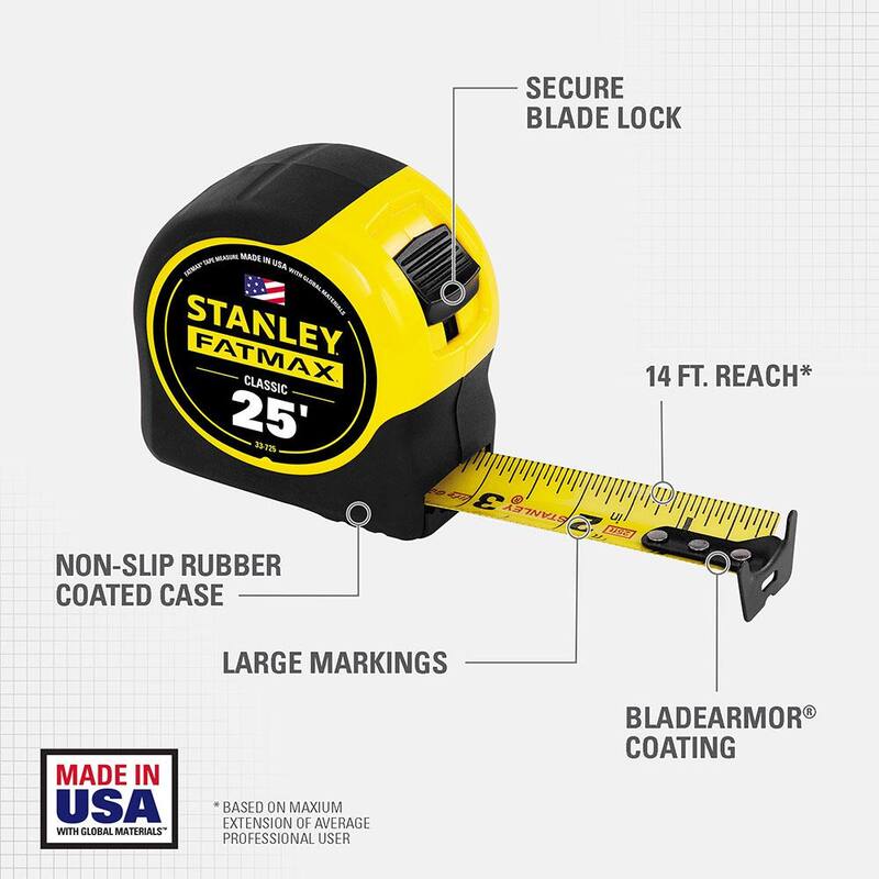 Stanley FATMAX 25 pies x 1-1/4 pulg. Cinta métrica (paquete de 2) - 33-725Y2PK