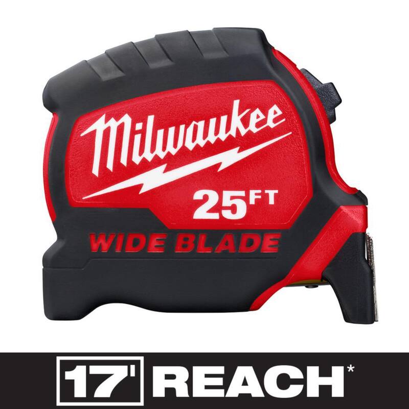 Milwaukee Cinta Métrica de Cuchilla Ancha de 25 pies x 1-5/16 pulgadas con alcance de 17 pies - 48-22-0225
