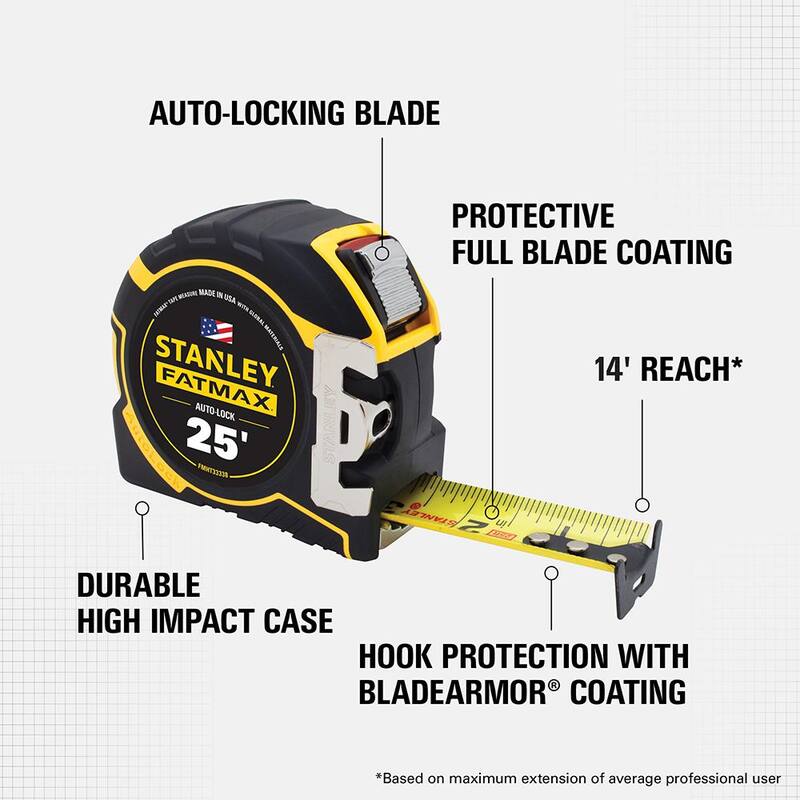 Stanley FATMAX 25 ft. x 1-1/4 in. Cinta Métrica de Bloqueo Automático - FMHT33338L