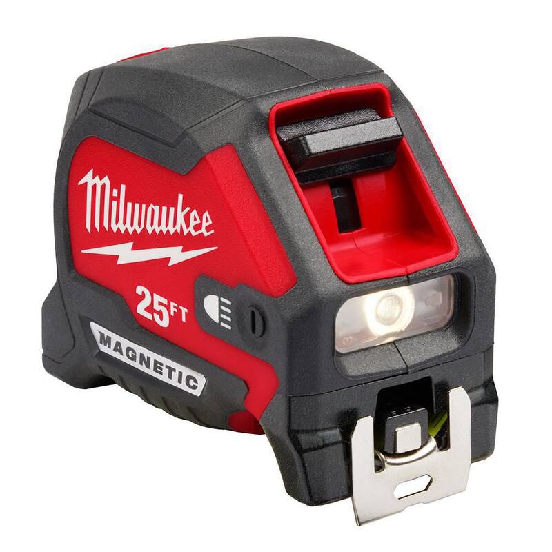 Milwaukee Cinta Métrica Compacta de Cinta Ancha de 25 pies x 1-1/16 pulgadas con LED - 48-22-0428