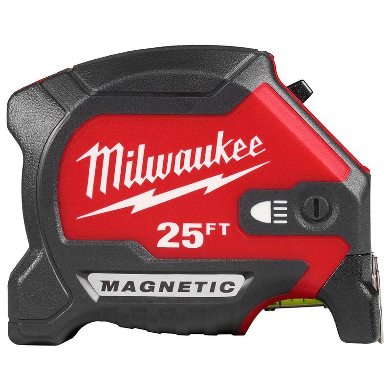 Milwaukee Cinta Métrica Compacta de Cinta Ancha de 25 pies x 1-1/16 pulgadas con LED - 48-22-0428