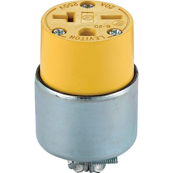 Leviton Conector Recto para Cableado Comercial Blindado 6-20R 18-12 AWG 2 Polos 3 Hilos - 620CA-000