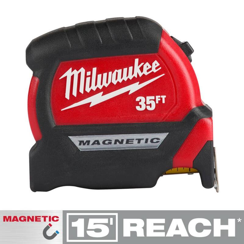 Milwaukee 35 pies x 1-1/16 pulgadas Cinta métrica magnética compacta con alcance de 15 pies - 48-22-0335