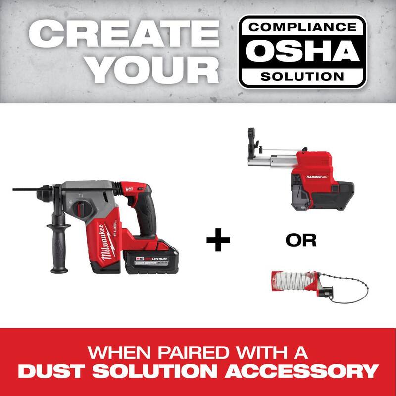 Kit de martillo rotativo inalámbrico SDS-Plus de 1-1/8 pulgadas con extractor de polvo y herramienta multiusos oscilante Milwaukee M18 FUEL 18V Lithium-Ion - 2915-22DE-2836-20.