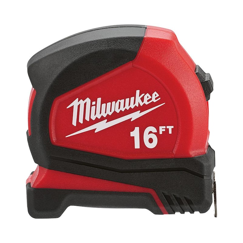 Cinta métrica Milwaukee compacta de 16 pies con escala fraccional y 8 pies de alcance destacado - 48-22-6616
