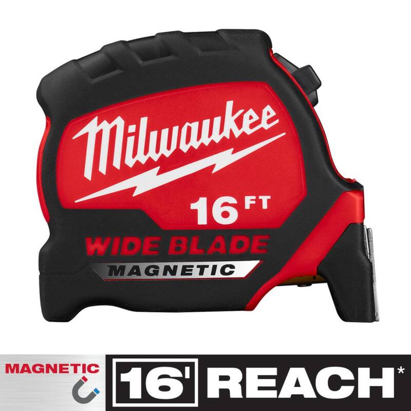 Cinta métrica magnética con cuchilla ancha de 16 pies x 1-5/16 pulgadas de Milwaukee con alcance de 16 pies - 48-22-0216M