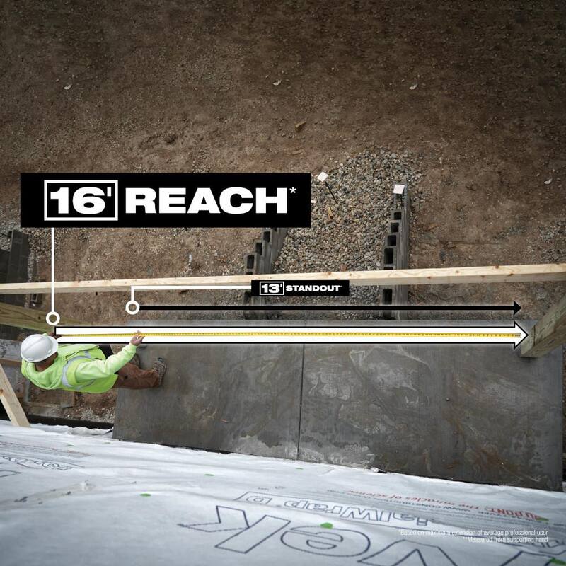 Cinta métrica magnética con cuchilla ancha de 16 pies x 1-5/16 pulgadas de Milwaukee con alcance de 16 pies - 48-22-0216M