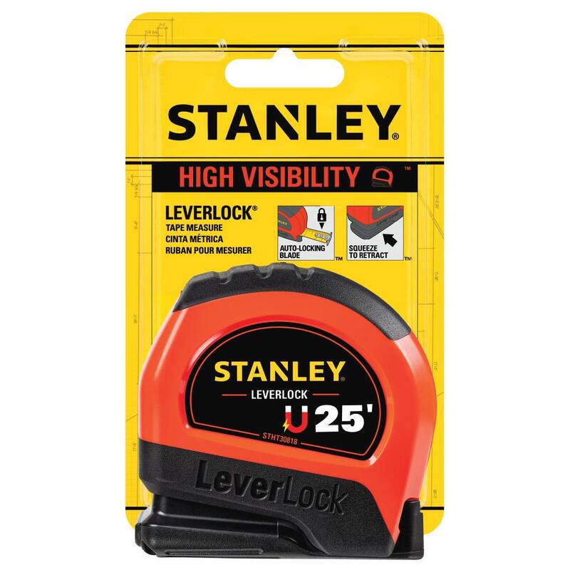 Stanley Cinta Métrica de 25 pies LeverLock de Alta Visibilidad con Imán - STHT30818S