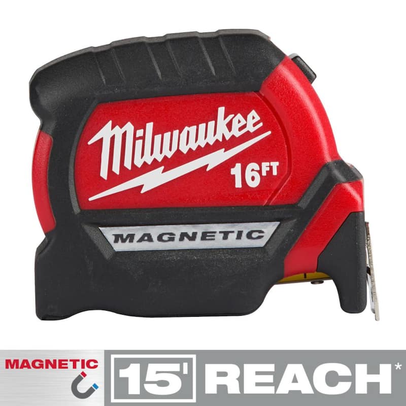 Milwaukee Cinta Métrica Magnética Compacta de 16 pies x 1-1/16 pulgadas con Alcance de 15 pies - 48-22-0316