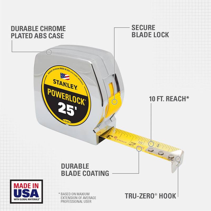 Cinta métrica PowerLock de 25 pies de Stanley (paquete de 4) - 33-425CP