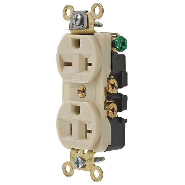 Hubbell Wiring Device-Kellems Receptacle, Duplex, 5-20R, 6-20R, 125/250V - HBL5492I