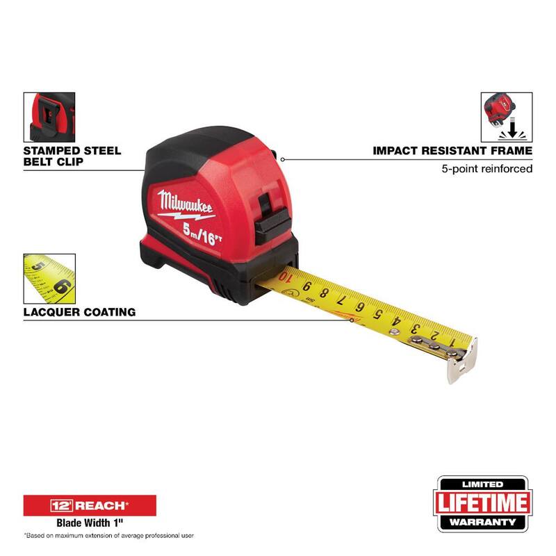 Milwaukee 5 m/16 ft. Cinta Métrica Compacta - 48-22-6617