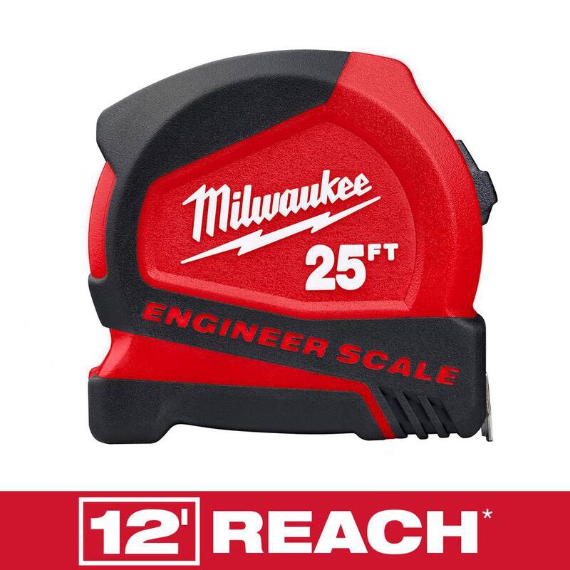 Cinta métrica compacta de 25 pies con escala de ingeniero - 48-22-6625E de Milwaukee