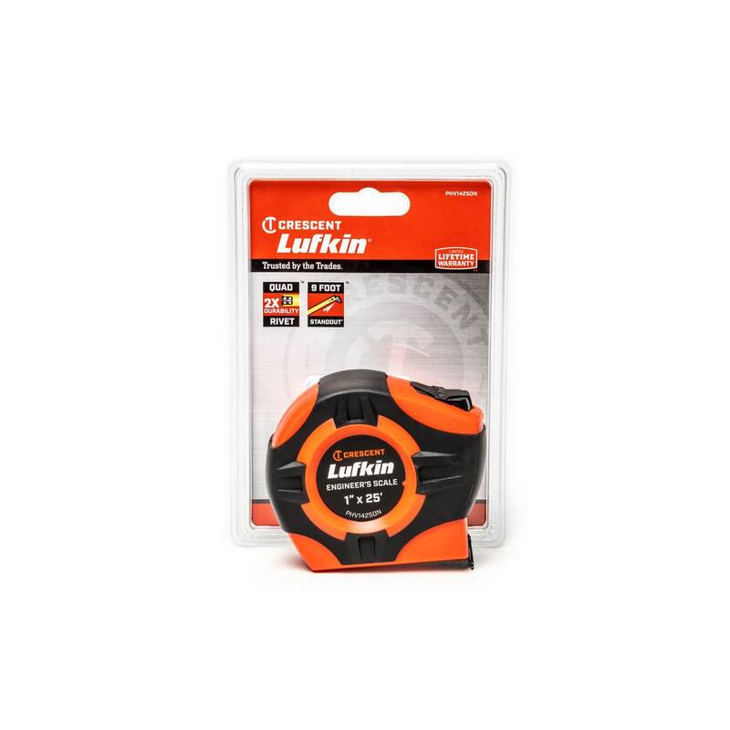 Cinta métrica de ingeniero con regreso automático de 25 pies x 1 pulgada Crescent Lufkin - PHV1425DN