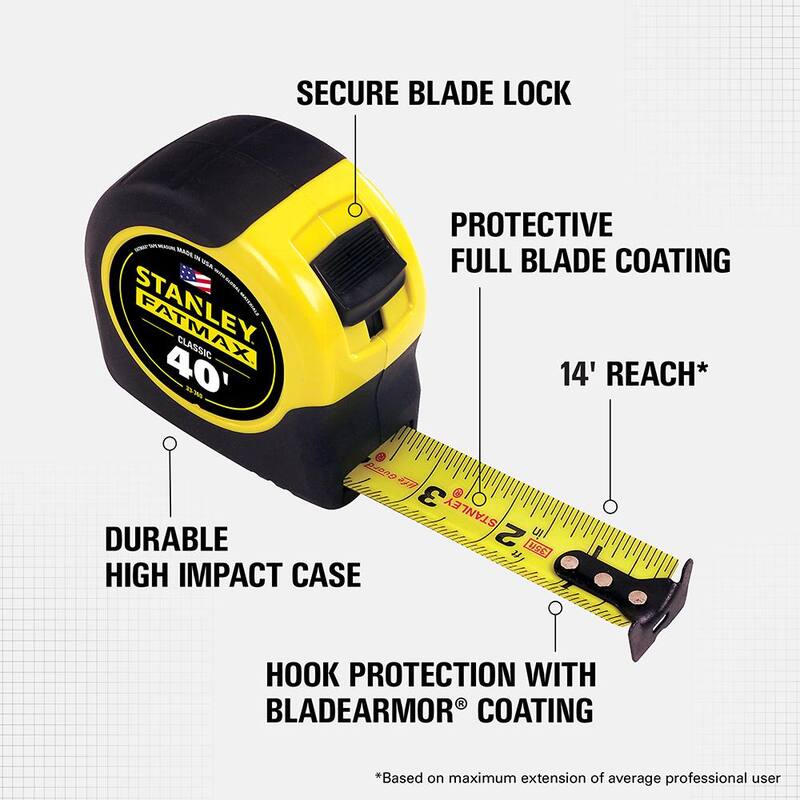 Cinta métrica Stanley FATMAX de 40 pies x 1-1/4 pulgadas - 33-740L