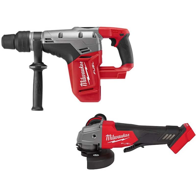 Martillo rotativo inalámbrico sin escobillas Milwaukee M18 FUEL 18V de 1-9/16 pulgadas SDS-Max con amoladora de 4-1/2 pulgadas/5 pulgadas - 2717-20-2880-20