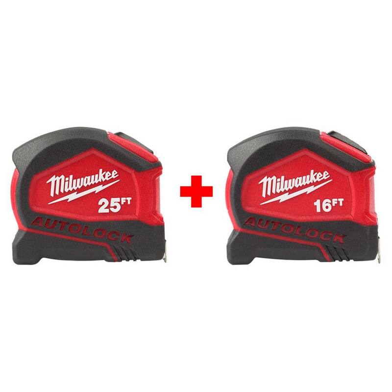 Milwaukee 25 ft. Cinta Métrica Automática Compacta con Bloqueo Automático de 16 ft. - 48-22-6825-48-22-6816