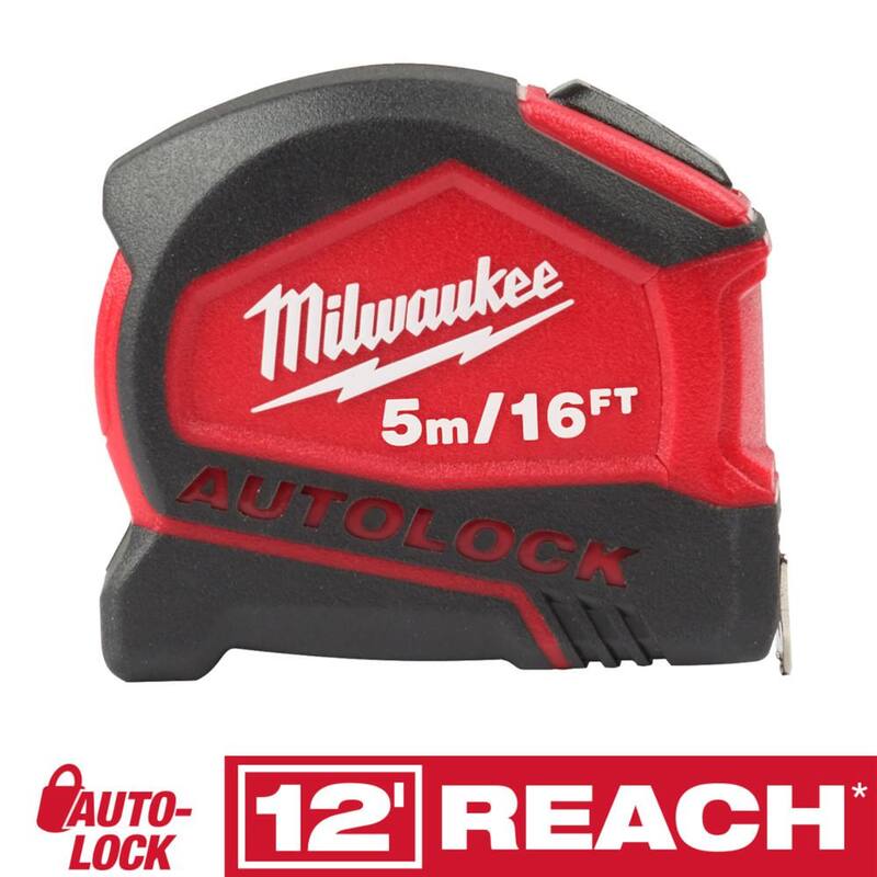Cinta métrica de bloqueo automático compacta de 5 metros/16 pies de Milwaukee - 48-22-6817