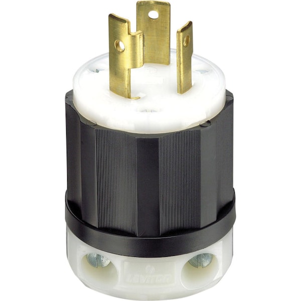 Leviton Enchufe de conexión industrial de nylon con puesta a tierra L5-30P 2 Polos 3 Hilos - 02611-0PB