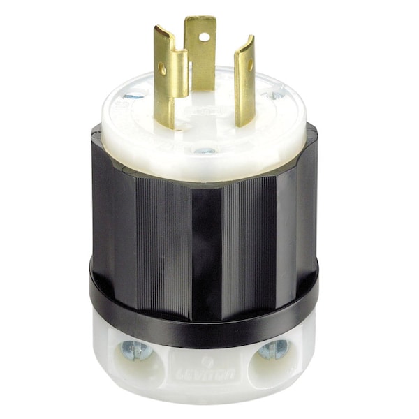 Leviton Enchufe de Bloqueo de Puesta a Tierra Termoplástico Industrial L6-20P 16-10 AWG 2 Polos 3 Hilos - 02321-0PB