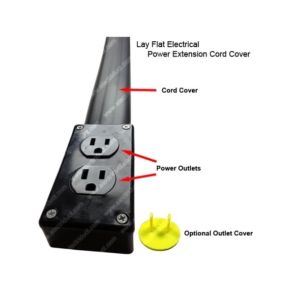 Cubierta de cable de extensión de energía eléctrica de bajo perfil Electriduct- 10FT- Negro - PE-10FT-UL-BK