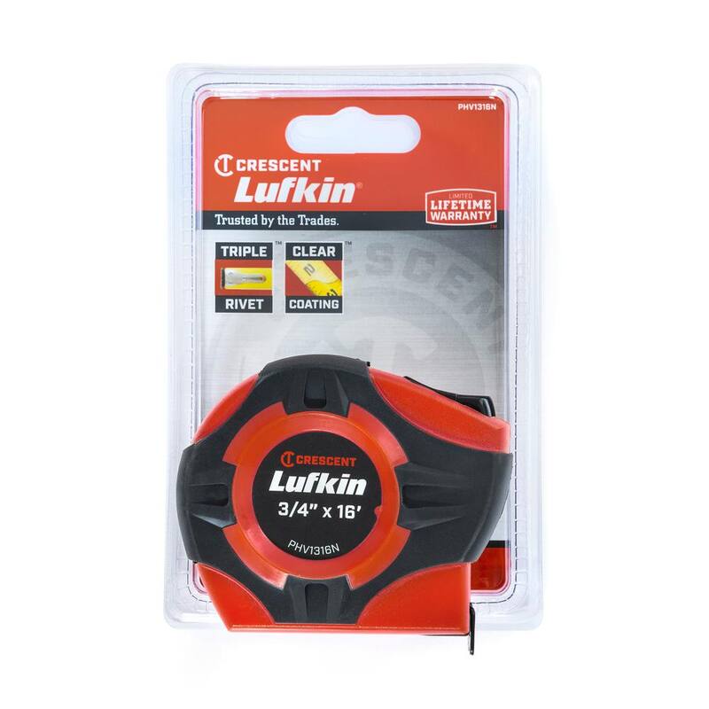 Cinta métrica naranja de alta visibilidad Crescent Lufkin P1000 de 3/4 pulg. x 16 pies - PHV1316N