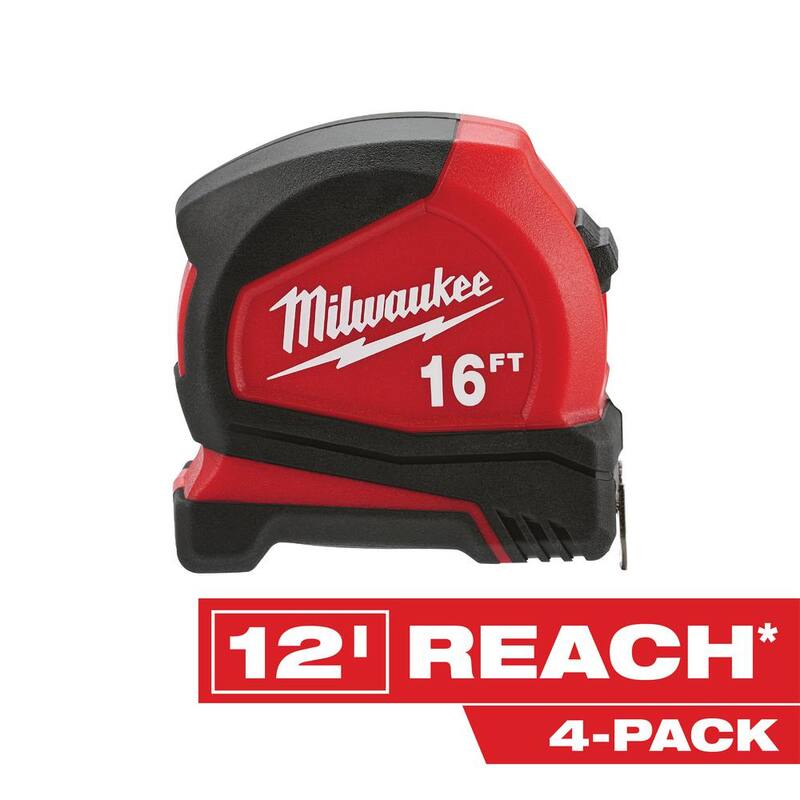 Cinta métrica compacta de 16 pies de Milwaukee (paquete de 4) - 48-22-6616-4X