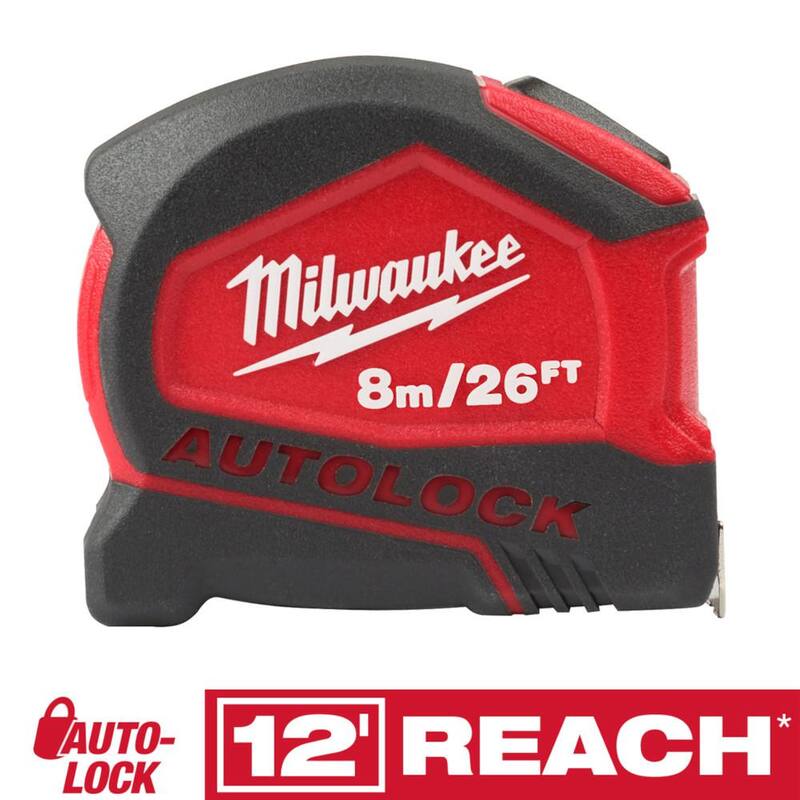 Cinta métrica de bloqueo automático compacta de 8m/26 ft. de Milwaukee - 48-22-6826