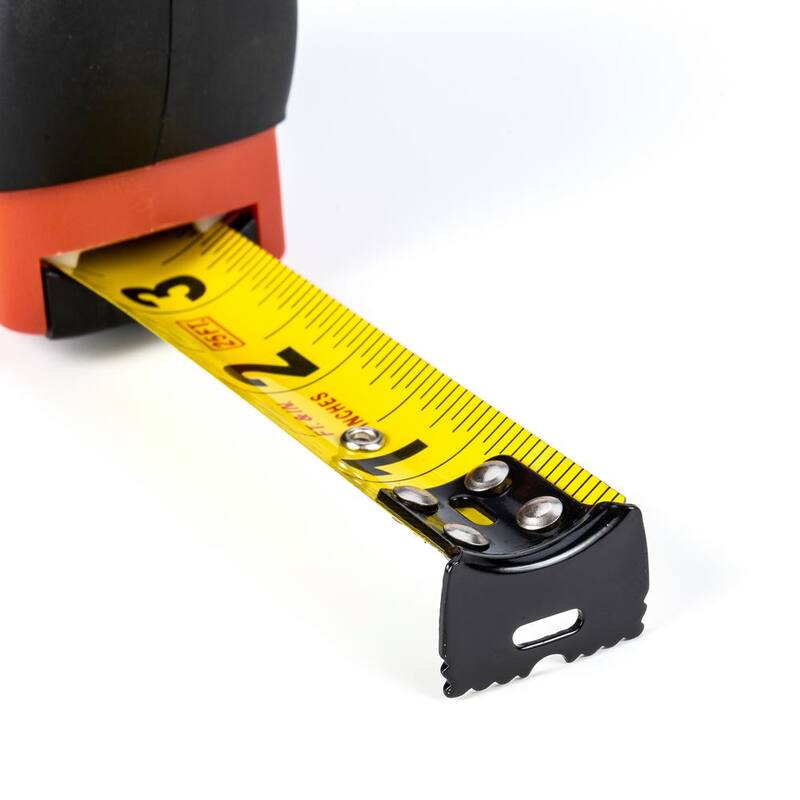 Serie P1000 de Crescent Lufkin 1 pulgada x 25 pies Cinta métrica retráctil con hoja de acero A5 - PHV1425N de color naranja amarillo de alta visibilidad.
