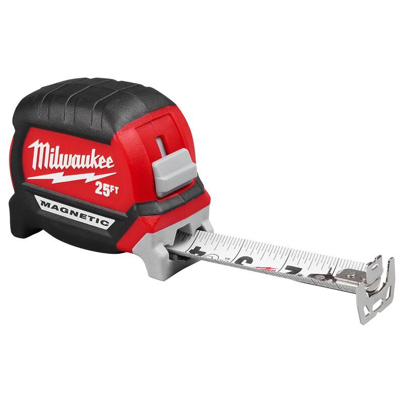 Milwaukee 25 ft. Cinta métrica magnética compacta de hoja ancha para electricistas (paquete de 2) - 48-22-0327