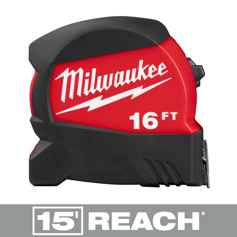 Milwaukee 16 pies x 1-3/16 pulgadas Cinta Métrica de Cuchilla Ancha Compacta con Alcance de 15 pies - 48-22-0416