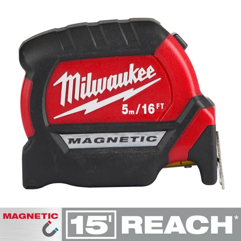Cinta métrica magnética compacta Milwaukee de 5 m / 16 ft. x 1-1/16 in. con alcance de 15 ft. - 48-22-0317
