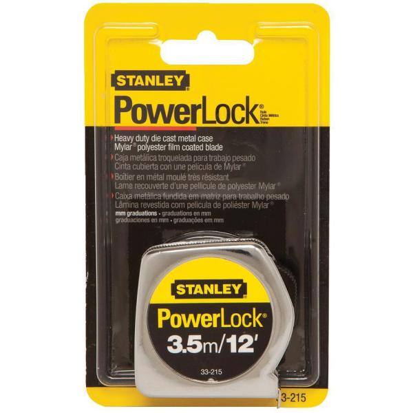 Stanley PowerLock 3.5m/12 ft. x 1/2 in. Cinta Métrica (Escala Métrica/Inglesa) - 33-215