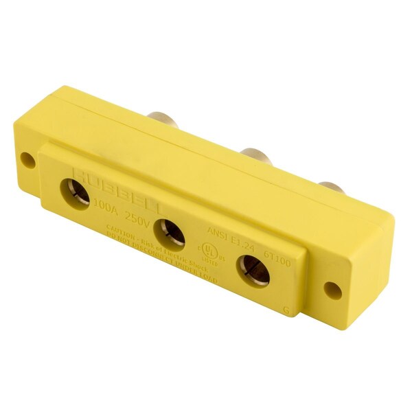 Dispositivo de clavija de escenario de panel hembra amarillo de 100 amperios 250V Hubbell Wiring Device-Kellems - HBL106SPFRRT