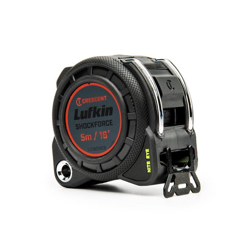 Cinta métrica de doble cara Crescent Lufkin 1-3/16 in. x 5 m/16 ft. Shockforce Nite Eye G1 - L1116CMEB-02