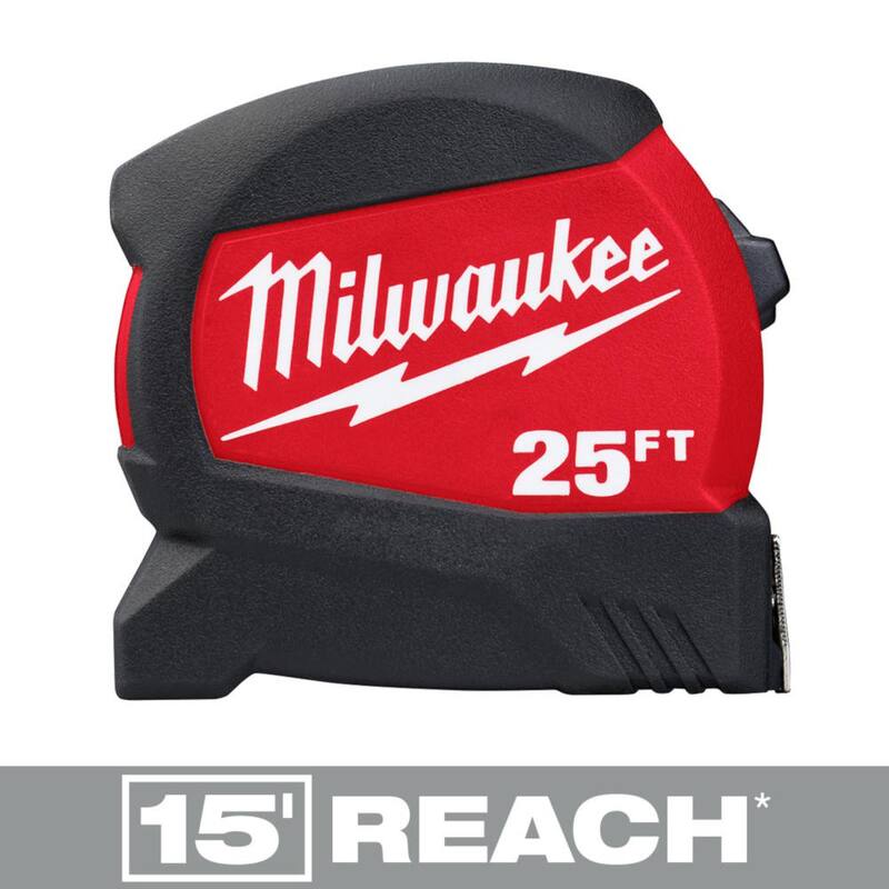 Milwaukee Cinta Métrica Compacta de Hoja Ancha de 25 pies x 1-3/16 pulgadas con Alcance de 15 pies - 48-22-0425
