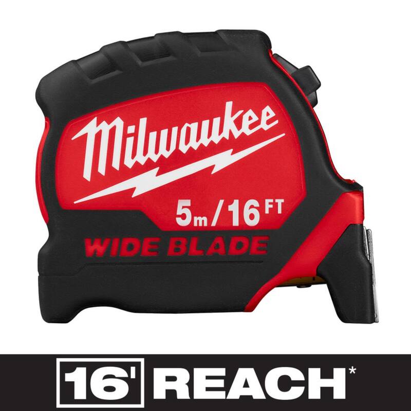 Milwaukee 5 m/16 ft. x 1-5/16 in. Cinta métrica de hoja ancha con alcance de 17 ft. - 48-22-0217