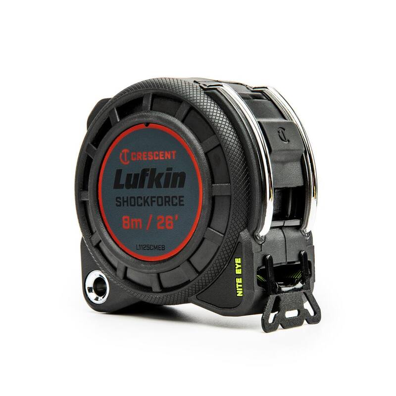 Cinta métrica de doble cara Crescent Lufkin 1-3/16 pulg. x 8 m/26 pies Shockforce Nite Eye G1 - L1125CMEB-02