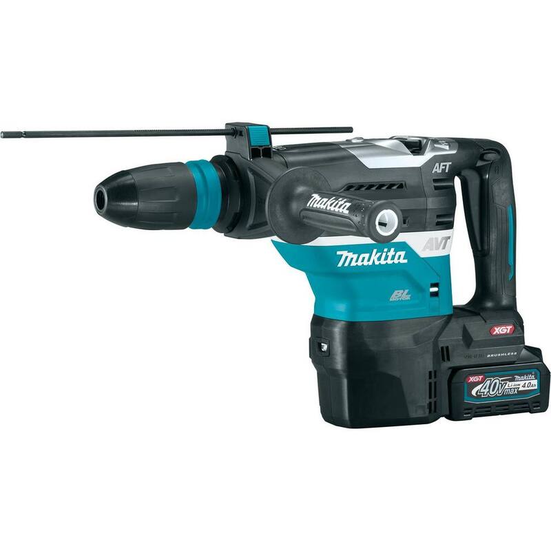 Martillo rotativo inalámbrico sin escobillas Makita 40V Max XGT de 1-9/16 pulgadas, kit con tecnología AVT, capaz de AFT y AWS (4.0Ah) - GRH05M1
