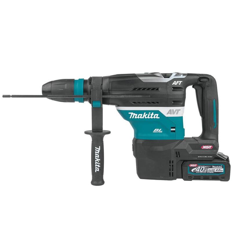 Martillo rotativo inalámbrico sin escobillas Makita 40V Max XGT de 1-9/16 pulgadas, kit con tecnología AVT, capaz de AFT y AWS (4.0Ah) - GRH05M1
