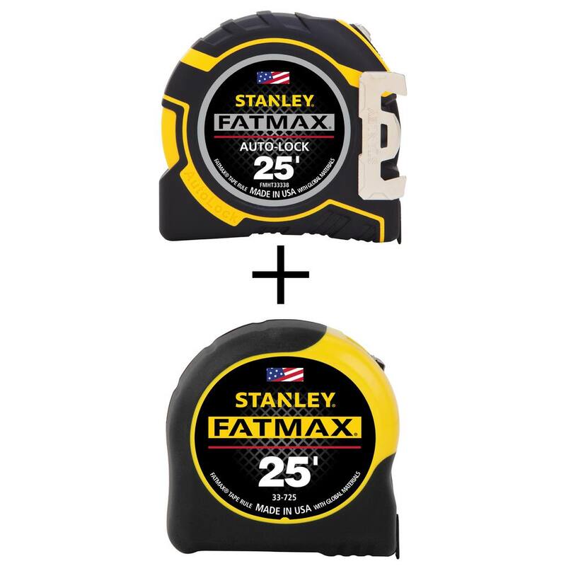 Stanley FATMAX 25 ft. x 1-1/4 in. Auto Lock Cinta Métrica y FATMAX 25 ft. x 1-1/4 in. Cinta Métrica - FMHT33338LW725Y