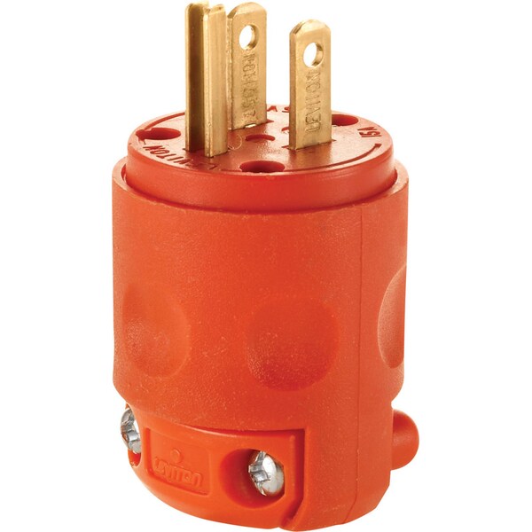 Leviton Enchufe de lámina recta comercial PVC 5-15P 18-12 AWG 2 Polos 3 Hilos - 515PV-0OR