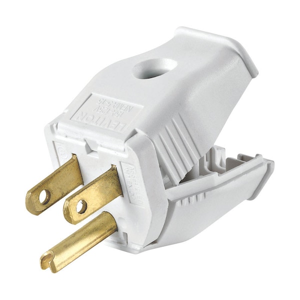 Leviton Enchufe de hoja recta termoplástico comercial y residencial 5-15P 18-12 AWG 2 Polos 3 Hilos - 3W101-0WH