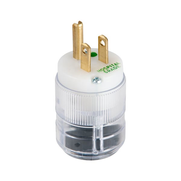 Marinco 8215T Enchufe de 15A 125V, Grado Hospitalario, Transparente - 8215T