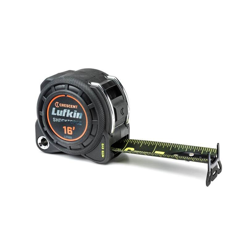 Cinta métrica de doble cara Crescent Lufkin 1-3/16 pulg. x 16 ft. Shockforce Nite Eye G1 - L1116B-02