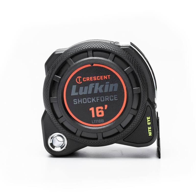 Cinta métrica de doble cara Crescent Lufkin 1-3/16 pulg. x 16 ft. Shockforce Nite Eye G1 - L1116B-02