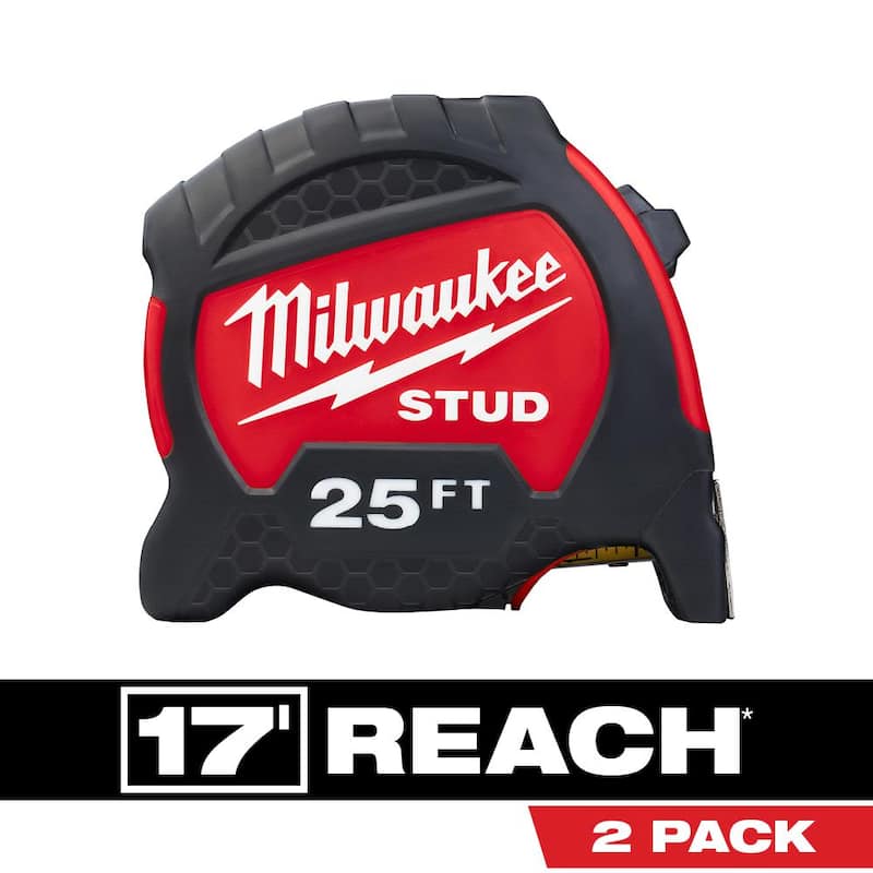 Milwaukee 25 pies x 1.3 pulgadas Gen II STUD Cinta Métrica con alcance de 17 pies (paquete de 2) - 48-22-9725x2