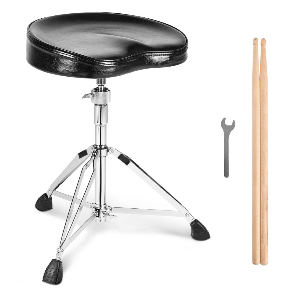 VEVOR Drum Throne, 21.3-26.4 in / 540-670 mm Height Adjustable, Padded Drum Stool Seat with Anti-Slip Feet 5A Drumsticks 500 lbs / 227 kg Maximum Weight Capacity, 360° Swivel Drum Chair for Drummers - GDLSSWKBRTGXT91CDV0