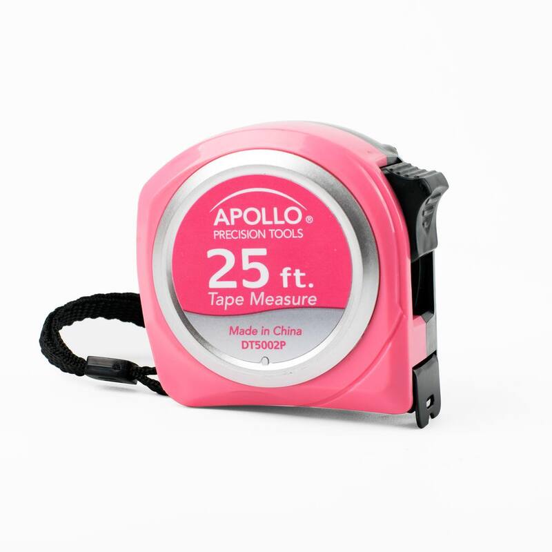 Cinta métrica Apollo de 25 pies en color rosa - DT5002P