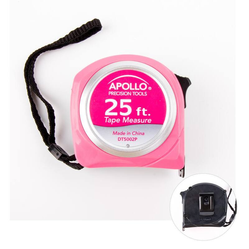 Cinta métrica Apollo de 25 pies en color rosa - DT5002P